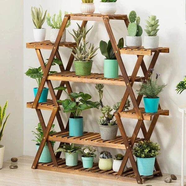 Plant Stand: Wood Square Etagere Plant Stand