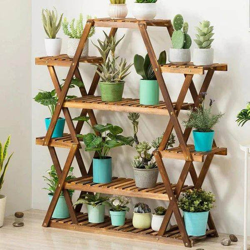 Plant Stand: Wood Square Etagere Plant Stand