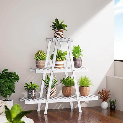 Goretti Triangular Multi-Tiered Mahogany Plant Stand