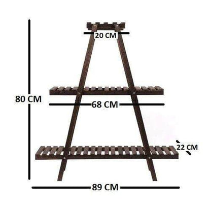 Goretti Triangular Multi-Tiered Mahogany Plant Stand