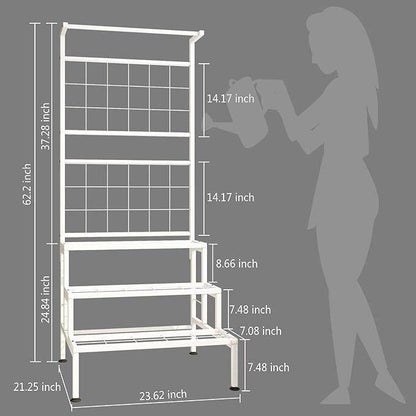 Plant Stand 3-Tier Hanging Shelves Flower Pot Organizer Multiple Flower Display Holder Indoor Outdoor Heavy Duty Potted Planter Rack Unit with Grid Panel for Living Room Balcony
