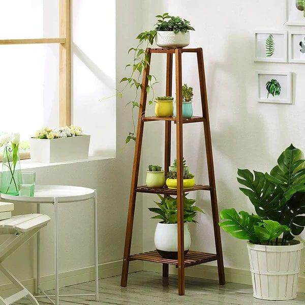 Plant Stand: 4-Tier Wooden Plant Stand