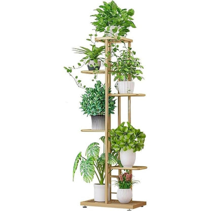 6-Tier Metal Plant Stand for 7 Pots – Indoor Outdoor Flower Shelf, Corner Planter Rack for Garden, Patio, Balcony & Living Room